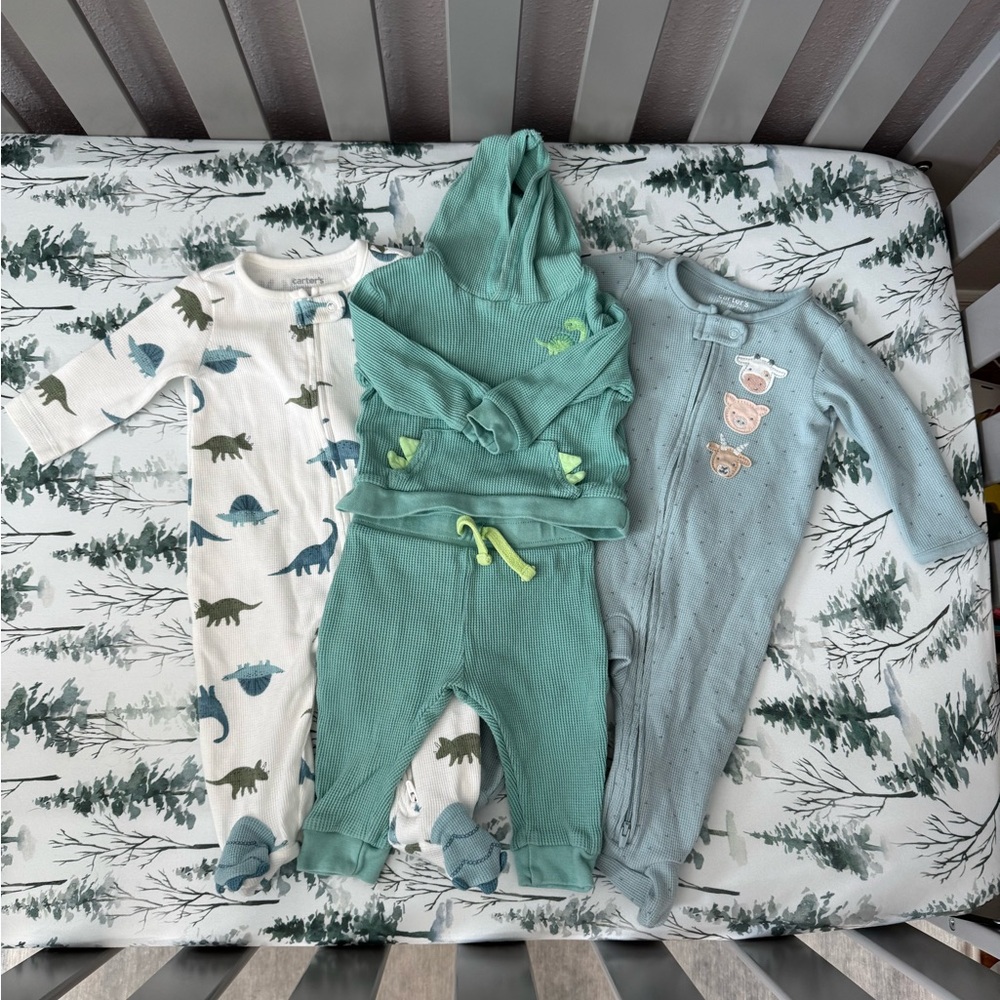 Set of Three Baby Waffle Knit Outfits Sz 6 Months